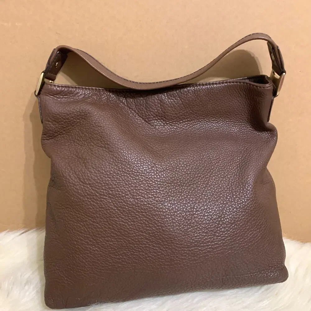 MICHAEL KORS Dark Chocolate Brown Leather Vintage North South BROOKVILLE Hobo